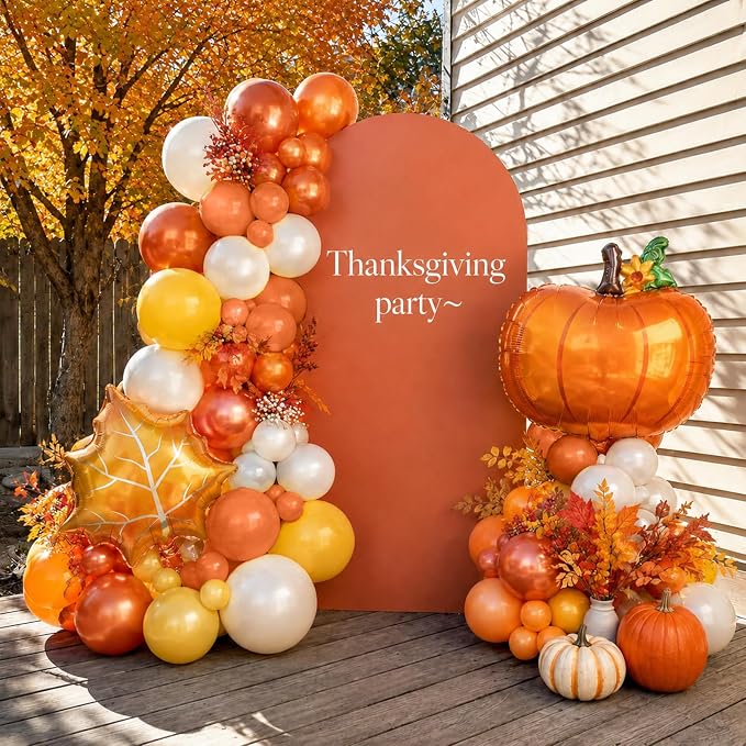 Fall Balloons 12Inch Burnt Orange Mustard Yellow Beige Thanksgiving Balloon | - Image 3