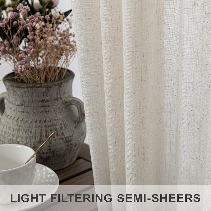 Natural Linen Extra Long Curtains 9 FT - Image 4