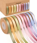 Vitalizart Pastel Ribbons for Crafts 3/8" x 100Yds Double-Faced Satin Thin | by Vitalizart