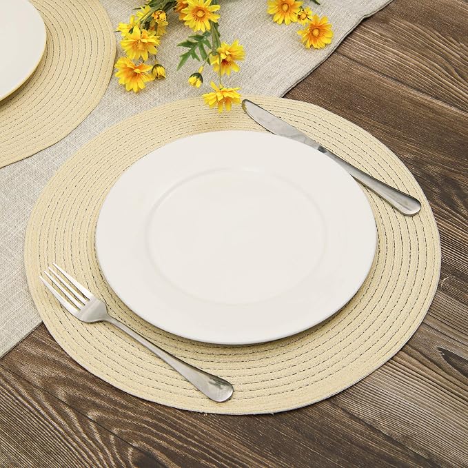 SHACOS Round Braided Placemats Set of 6 Round Table Place Mats - Image 4
