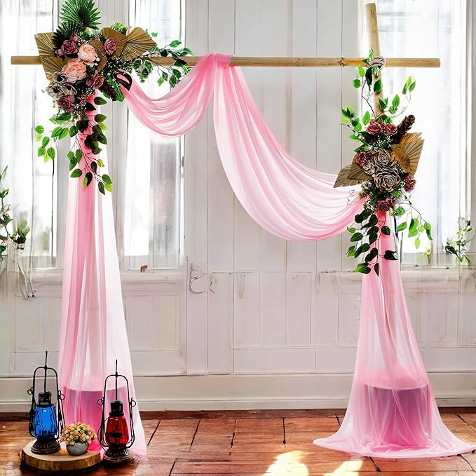 MDS Halloween Chiffon Draping Fabric - 2 Panel, 30" Wide x 40ft Long - Sheer Spooky Arbor & Canopy Drapery for Haunted House Backdrops, Party Ceilings, DIY Costumes & Themed Events - Coral