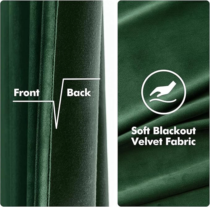 MIULEE Velvet Curtains Christmas Emerald Green 52 x 72 Inch Length Set of 2 | - Image 3