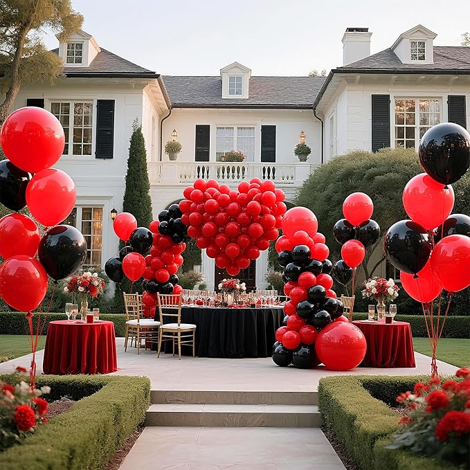 Red and Black Balloons 100 Pack 12 Inch Red Black Extra Thick Latex Party - Image 5