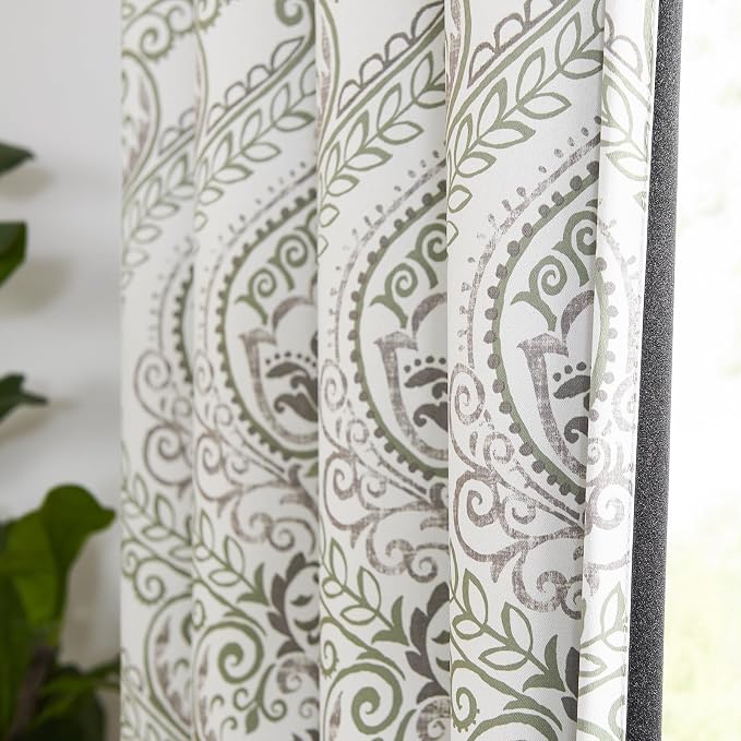 jinchan Sage Green Blackout Curtains 72 Inch Damask Grommet 2 Panels | Room - Image 8