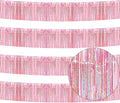 4 Pack Iridescent Pink Total 40 Feet Foil Fringe Garland Metallic Tinsel Banner by iiCheerful