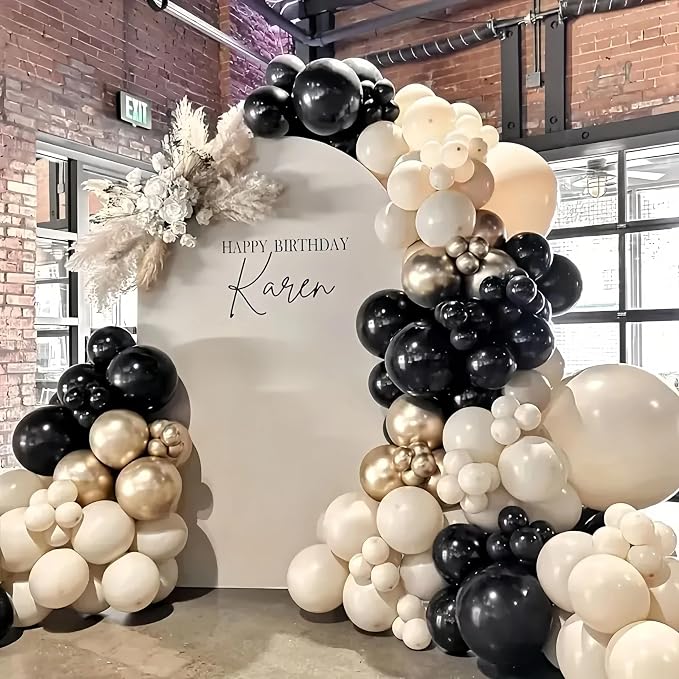 Black and Gold Balloon Arch Garland Kit, Graduation Balloons Black White Sand - Image 3