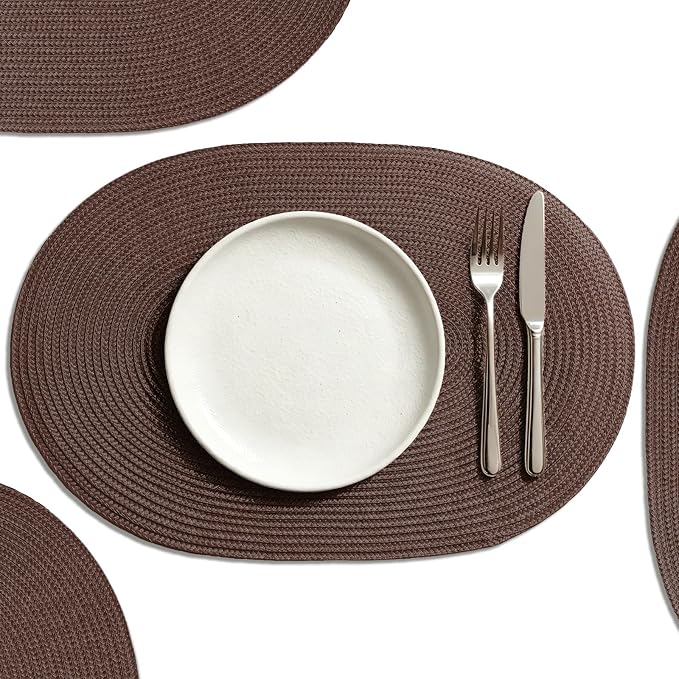 AHHFSMEI Placemats Set of 6 for Dining Table Washable Woven Non-Slip 18x12 by AHHFSMEI