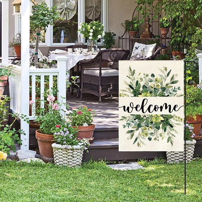 AVOIN colorlife Spring Summer Floral Welcome Garden Flag Outside 12x18 Inch | - Image 3