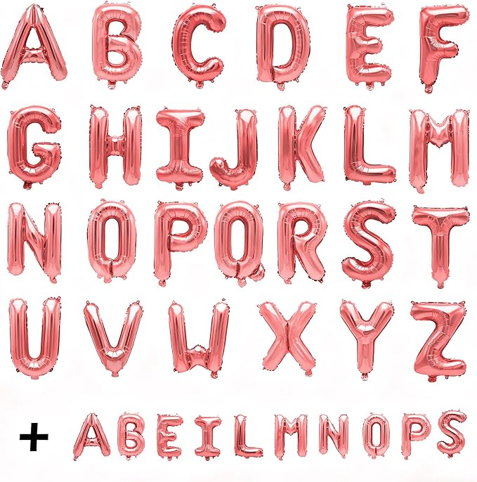 36 Pcs Rose Gold Letter Balloons, Custom A-Z Set - Image 2