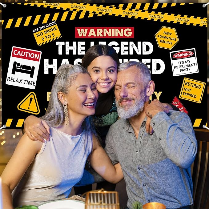 Happy Retirement Banner Caution Logos Retirement Party Decorations Funny Legend - Image 5