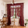 Deeprove Sheer Lace Curtains Burgundy Red 96 Inches Length by Deeprove