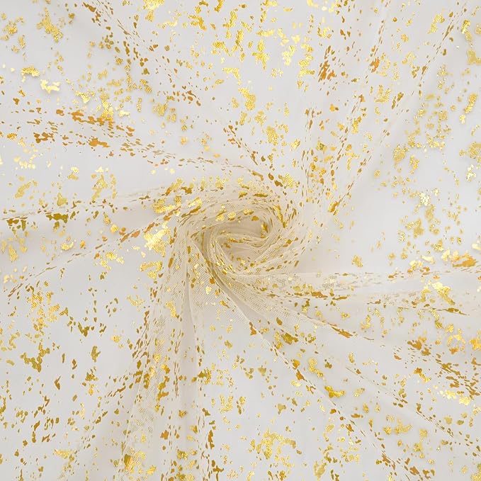 Artoid Mode Beige Gold Gauze Table Runner 120 Inch 10FT, Glitter Metallic Foil - Image 5