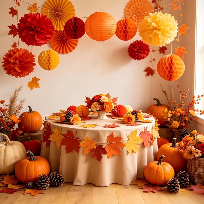 ZOOYOO 12Pcs 6" 10" Honeycomb Balls Decorations Hanging Tissue Paper Pom Poms - Image 3
