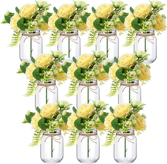 XunYee 10 Set Mason Jars for Centerpieces, Gypsophila Rose | Mason Jar Flower by XunYee