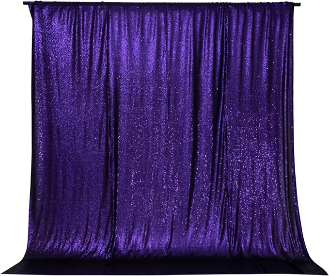 PartyDelight Purple Sequin Backdrop 6x6ft Sparkly Photo Curtain | 4 Inch Rod - Image 2