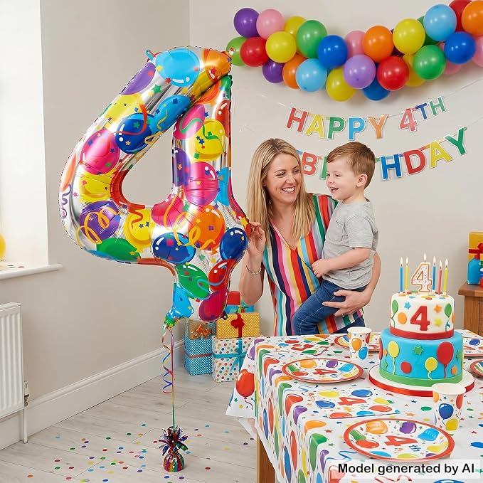 40 Inch Number 4 Balloon Large Foil Mylar Number Balloon - Image 4