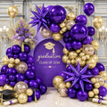 Purple and Gold Balloons Arch Kit, Dark Purple Gold Balloons Garland by Jobkoo