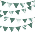 2 Sets Green Pennant Banner Flags 24Pcs Green Buffalo Plaid Striped Nursery by pinkblume