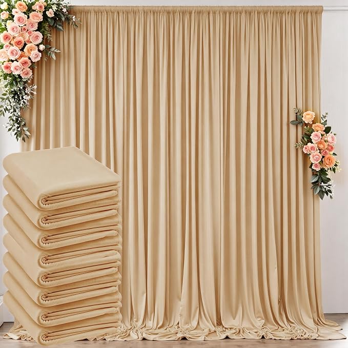 40 ft x 10 ft Wrinkle Free Champagne Backdrop Curtain by Outpain