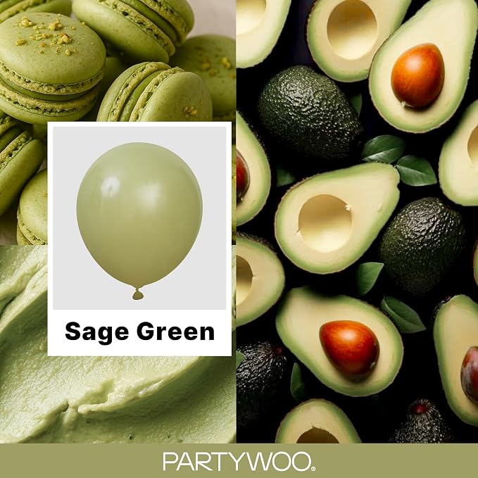 PartyWoo Sage Green Balloons 127pcs Olive Boho Green Color 36 Inch | Different - Image 2