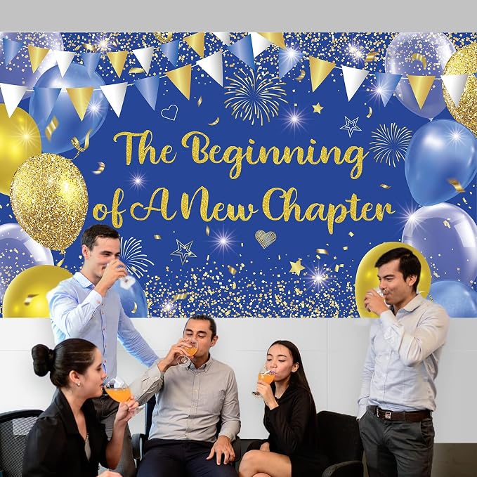 Blue Gold The Beginning of A New Chapter Backdrop Banner Photography Background - Image 5