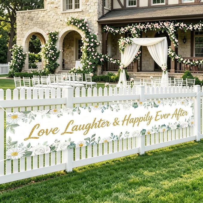 Happily Ever After Sign Banner Wedding Bridal Shower Party Decorations | by WETDNGQI