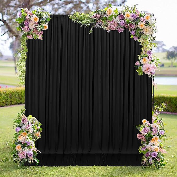 10ft x 7ft Black Backdrop Curtain by MEETSKY