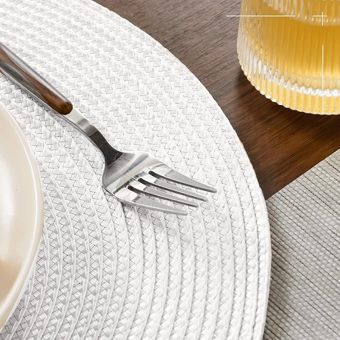 FunWheat Round Braided Placemats Set of 4 Table Mats - Image 5