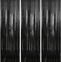 7 Pack 3.3 x 9.9 ft Black Fringe Backdrop Streamers Party Decorations | Foil by Crosize