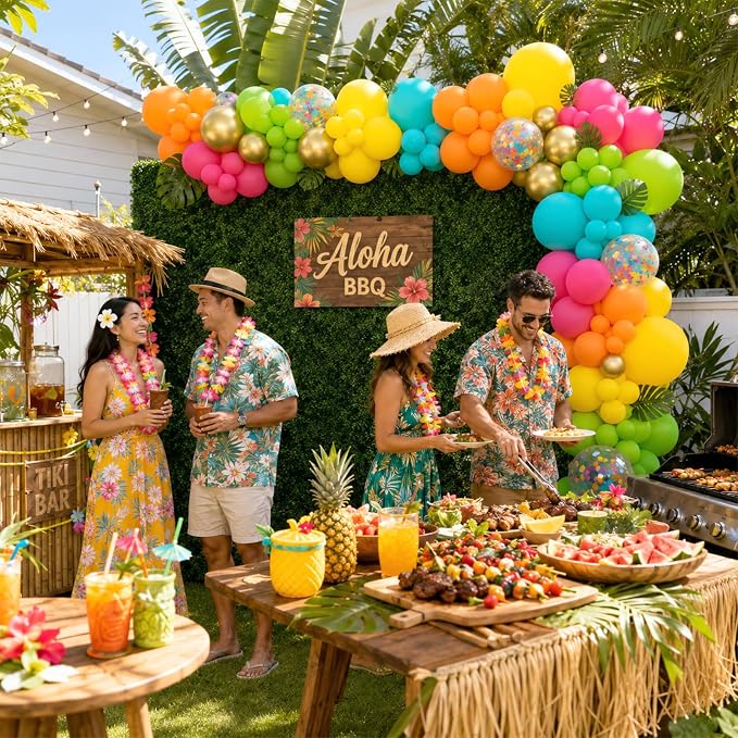 Tropical Balloons, Hot Pink Orange Teal Yellow Green Gold Colorful Confetti - Image 5