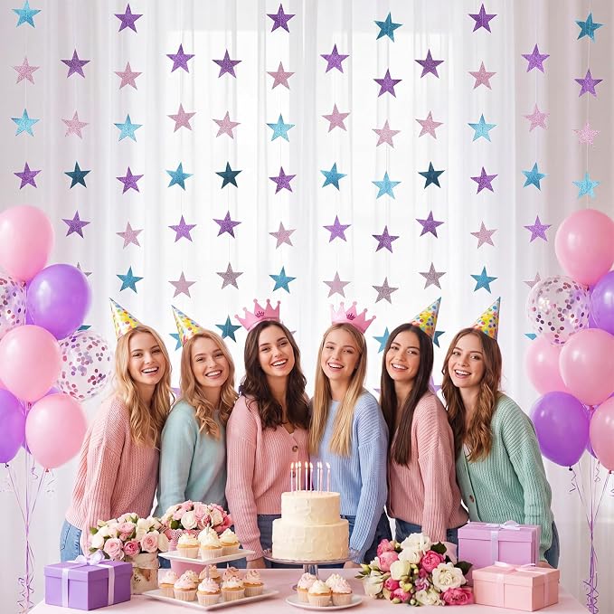 Patelai Glitter Star Garland Banner 2026 Graduation Decor 130 Feet Star Hanging - Image 6