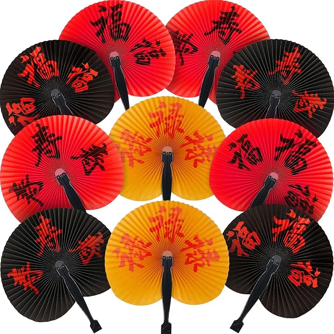 Jetec 10 Pcs Chinese Folding Hand Fans, Oriental Japanese Paper Handheld Fans by Jetec