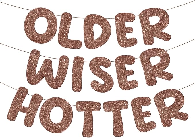 Fulmoon Set of 3 Pre Strung Older Wiser Hotter Glitter Banner Funny Birthday by Fulmoon