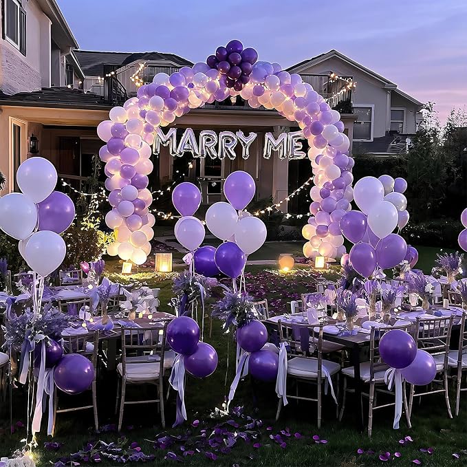 Purple and White Balloons 100Pack 12 Inch Set Latex Party Decorations | Dark - Image 4