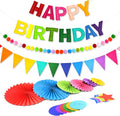 CANREVEL 17 PCS Pre-Strung 3D Rainbow Happy Birthday Banner, Happy Birthday by CANREVEL