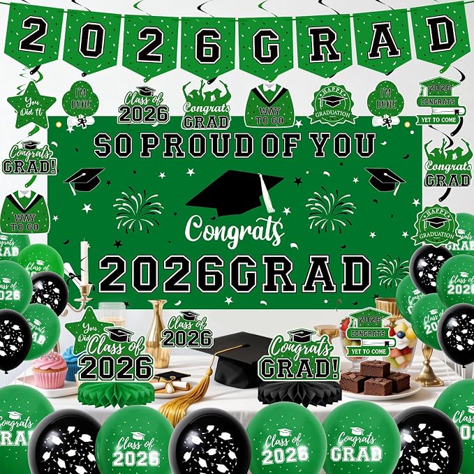 59Pcs Graduation Decorations 2026 Backdrop Balloons Banner Centerpiece Hanging - Image 4