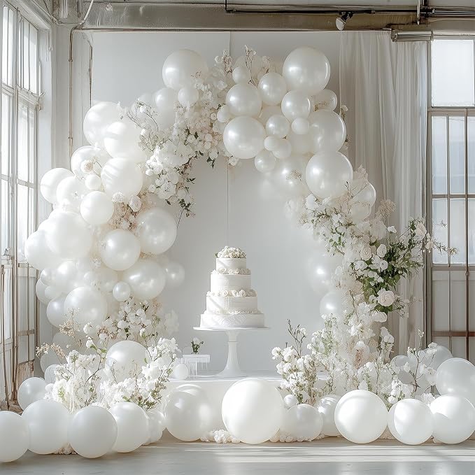 PartyWoo Pearl White Balloons 50pcs Metallic White Color 12 Inch | Balloons - Image 5