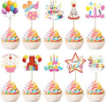 40 PCS Happy Birthday Cupcake Toppers Balloon Star Cheers Party Time Firework by ZHUOWEISM