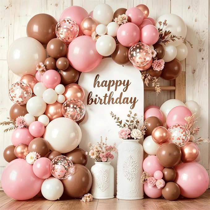Dusty Pink Balloon Arch Kit, Rose Gold, Sand White by Unknown