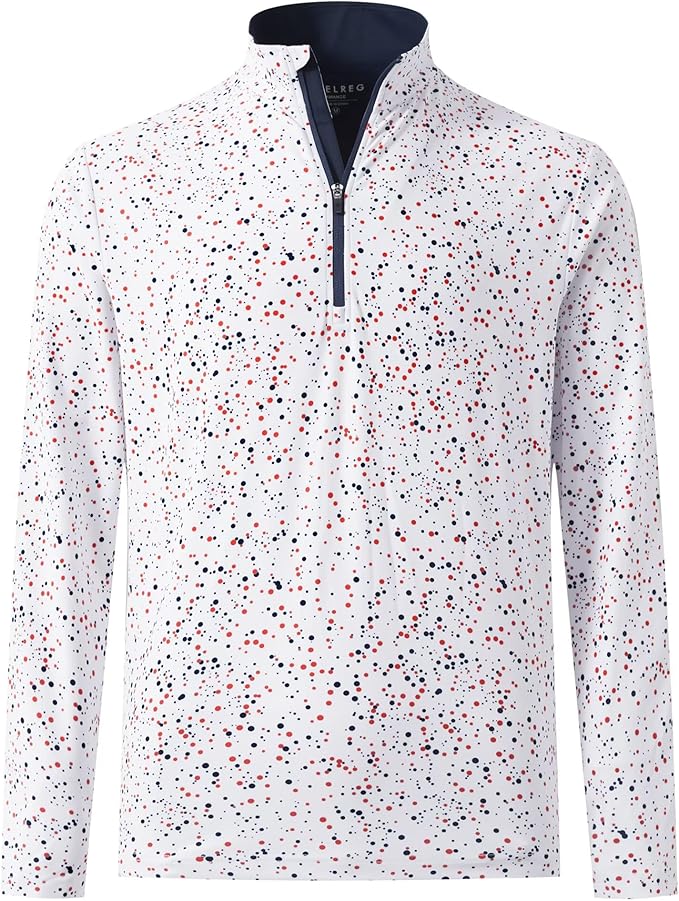 M MAELREG Quarter Zip Golf Pullover Men Dry Fit Long Sleeve Performance Wicking 1/4 Zip Full Print Pullover Mens Sweatshirt