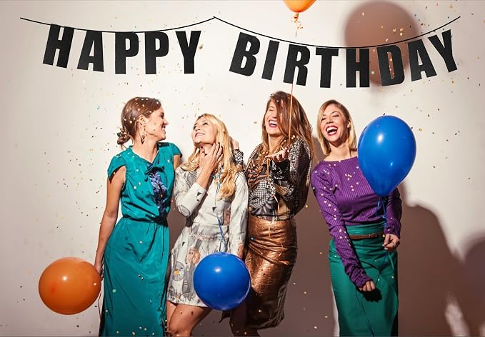 Black Birthday Banner Party Decorations - Image 5