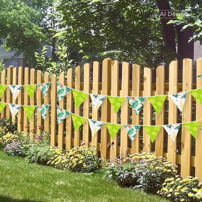 G2PLUS Tropical Fabric Bunting Banner, 39FT Extra Long Reusable Cotton Triangle - Image 5