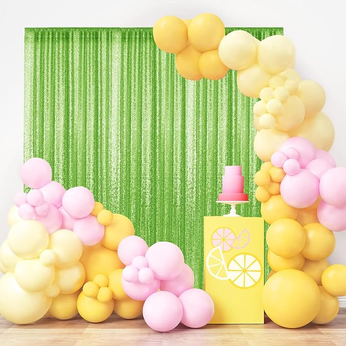 4×8FT-2PCS Apple Green Sequin Backdrop Curtains Panels, Photography Backdrop - Image 2
