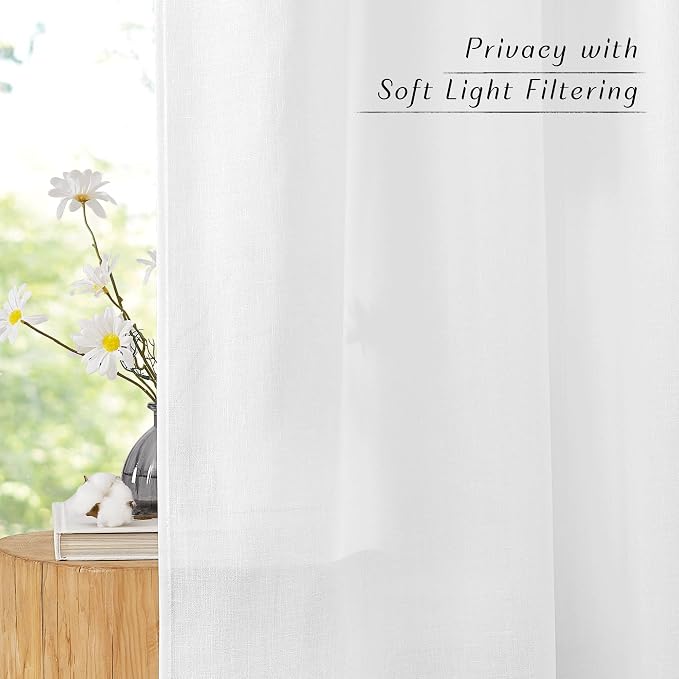 NICETOWN White Linen Curtains 108 inches Long - Image 5