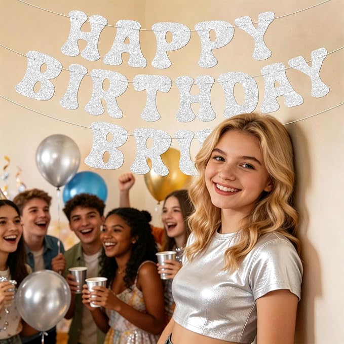 Silver Bruh Happy Birthday Banner Sign Pre-Strung Funny Birthday Decorations - Image 6