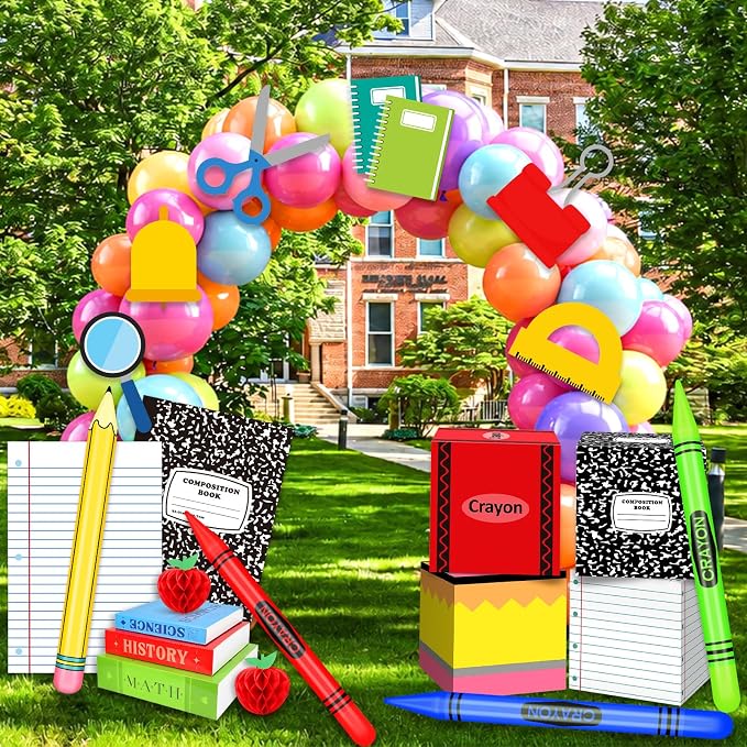 22 Pcs Back to School Balloons Box Sets Include Balloons Box Desktop Ornaments by Denylopro