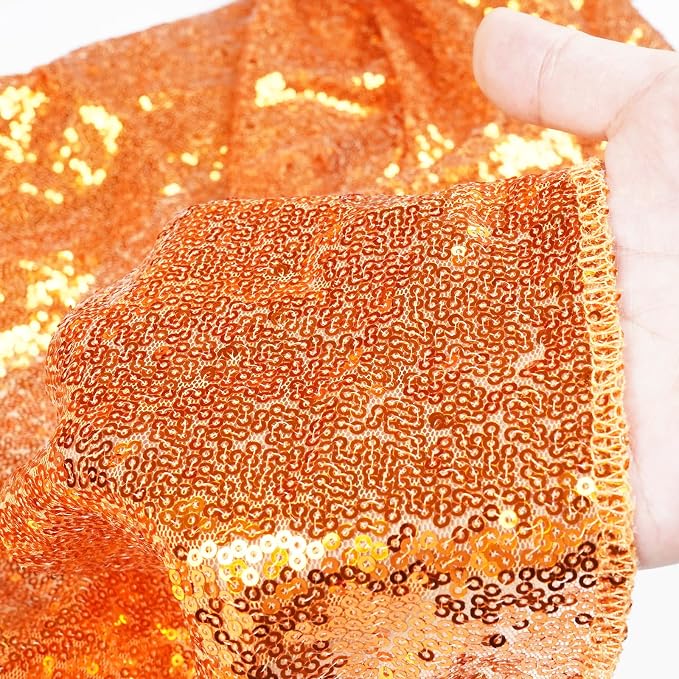 Poise3EHome Orange Sequin Backdrop Curtain, 2 Panels 2FTx8FT Glitter Background - Image 4