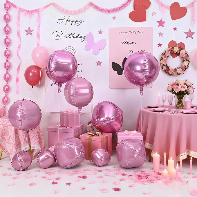 HILAVO 12PCS Pearl Pink Round Foil Balloons - Image 5
