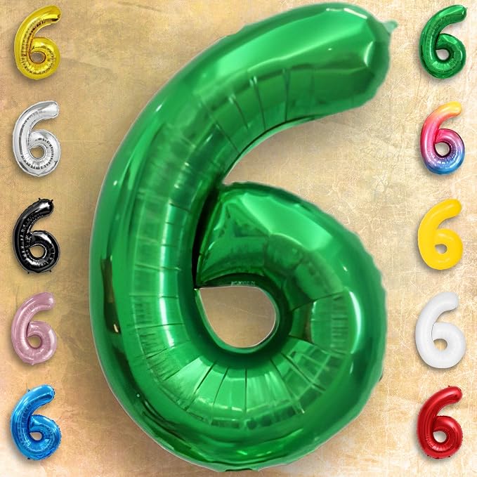 Green Number Balloon 6 Mylar Foil Balloons 32 inch - Image 5