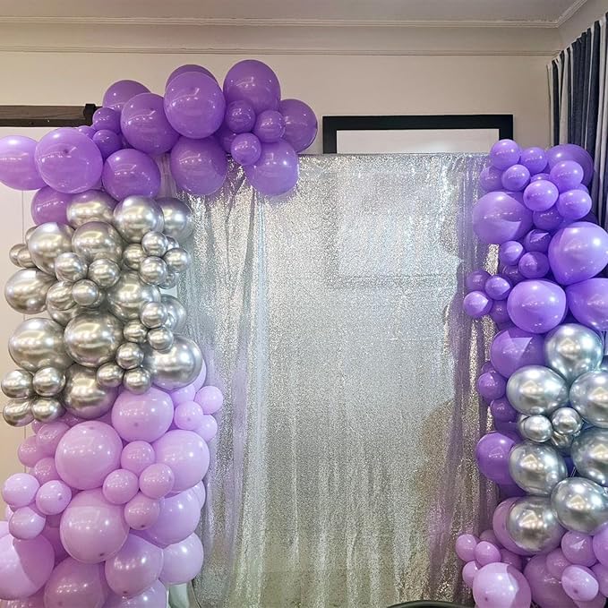 Purple Silver Balloons, 12 Inch Metallic Purple Silver Balloons Light Purple - Image 7